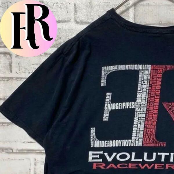 アメリカ 古着 Tシャツ ロゴ 企業 EVOLUTION RACEWERKS 黒
