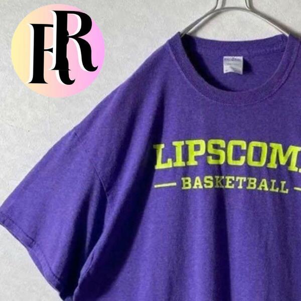 アメリカ 古着 Tシャツ 半袖 リップスコム バイソンズ 大学 バスケット 紫