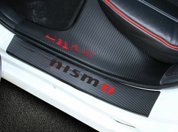 S123【ブラック×ブラック】NISMO ニスモ ドア フット プロテクター カーボン ステッカー スカッフ プレート 180SX フーガ プレジデント(1)