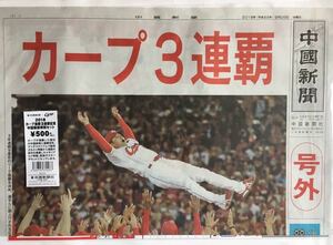 【中国新聞×CARP】『“2018カープ セリーグ優勝3連覇記念” 中国新聞特別セット（パッケージ未開封 1セット）』