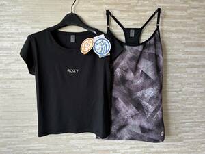 S」 ROXYロキシー 速乾UVカット Tシャツ & カップ付きキャミ 黒