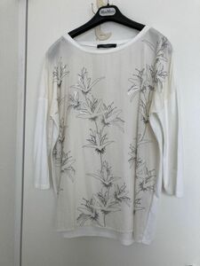 MaxMara Weekend　マックスマーラ　シルク　白花柄　トップス　Tシャツ　七分袖　サイズL-LL