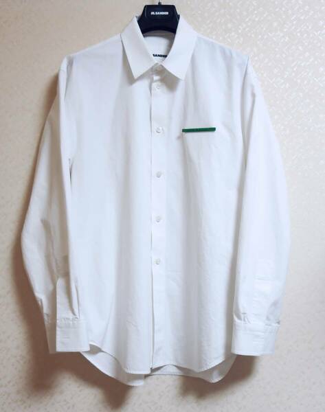 ジルサンダー 金属プレート付きシャツ ホワイト サイズ38 JIL SANDER
