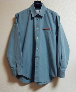 ジルサンダー 金属プレート付きシャツ ブルーグリーン サイズ38 JIL SANDER