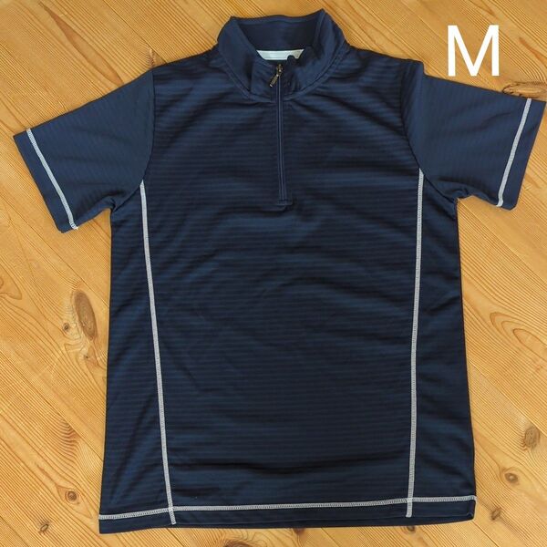 ネイビー ハーフジップTシャツ M