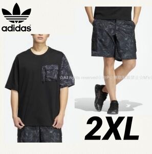 新品 adidas originals アディダス オリジナルス 上下セット Tシャツ&ハーフパンツ セットアップ カモ柄 迷彩柄 ［ 2XLサイズ ］