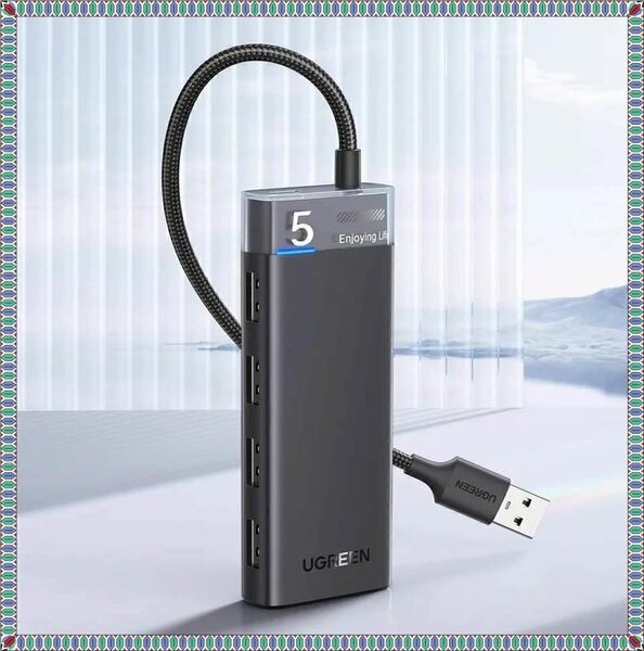 UGREEN USB3.0 ハブ USB ハブ スリム設計 4ポート 軽量 5Gbps高速データ転送 バス/セルフパワー USB C充電 USB3.0拡張 