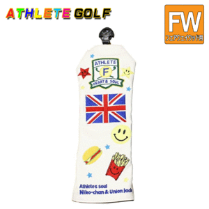 ATHLETE GOLF フェアウェイウッド用 ヘッドカバー【アスリート】【ゴルフ】【FW】【キャットハンド】【ホワイト】【HeadCover】