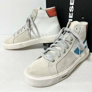 【新古品/BOX付】DIESEL ディーゼル S-MYDORI ML ハイカットスニーカー　ダーティ加工　26.5cm スエード　ベージュ　ホワイト　＊AU