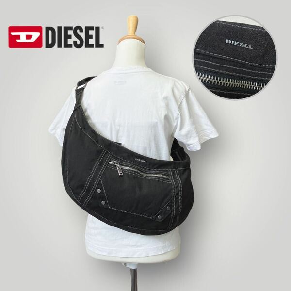 [良品] DIESEL ディーゼル 00s ショルダー バッグ ブラック キャンバス地 三日月 アーカイブ