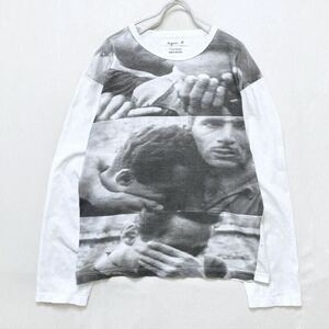 [希少!] 90's ヴィンテージ agnes b. T-shirt d'artisteアニエスベー / ロンT カットソーフランス製 白 フォトプリント