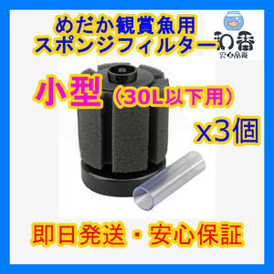 【水質改善】スポンジフィルター小型水槽用3個 バクテリア濾過ろ材 めだか金魚熱帯魚シュリンプ向き PSBミジンコゾウリムシクロレラ同梱可