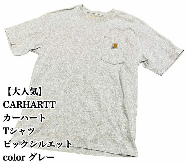 【大人気】CARHARTT Tシャツ M グレー ビックシルエット カーハート 半袖 ポケット 極希少品 入手困難 完売 廃盤 大きいサイズ