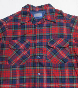 ULS62ペンドルトンPENDLETONアメリカ古着アメリカ製ウールシャツ60's-70'sビンテージMロカビリーROCKオープンシャツ ボックスシャツ