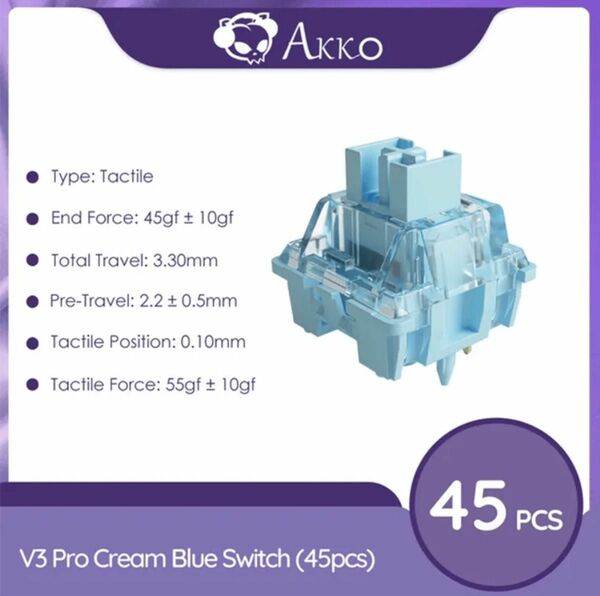 Akko V3 Pro クリームブルースイッチ タクタイル 5ピン Mxメカニカルキーボード 対応 45個パック
