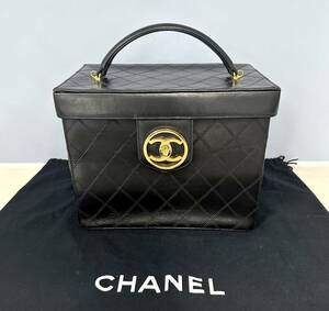 1円 CHANEL シャネル ビコローレ カーフ ターンロック マトラッセ バニティ ココマーク ハンドバッグ ブラック