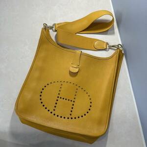 1円 HERMES エルメス エブリン エヴリン GM イエロー ショルダーバッグ ゴールド金具 レディース メンズ