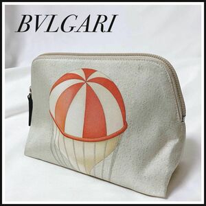 BVLGARI ポーチ　ベージュ　オレンジ　希少　美品　化粧ポーチ　マルチケース　小物入れ