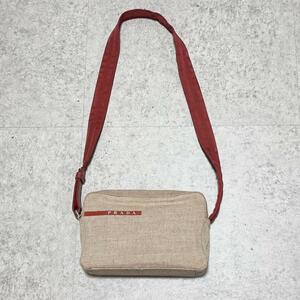 美品 PRADA SPORT キャンバス レザー カメラバッグ ショルダーバッグ