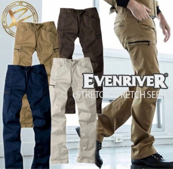 EVEN RIVER ERX202 04 3Dストレッチカーゴパンツ ネイビー オールシーズン用 Mサイズ 作業服