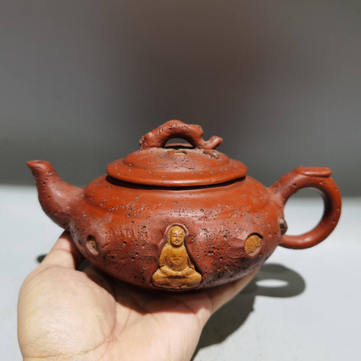 仁】『紫砂壺・百福僧帽壺・顧景舟款・龍骨金砂・茶具・茶道品 仁】『紫砂壺・百福僧帽壺・顧景舟款・龍骨金砂・茶具・茶道品