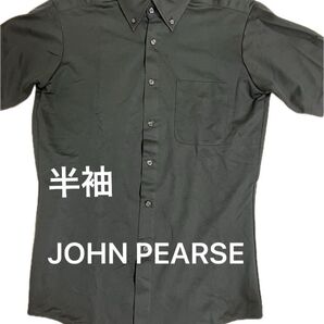 JOHN PEARSE ジョンピアース ボタンダウンシャツ 半袖シャツ 黒 S
