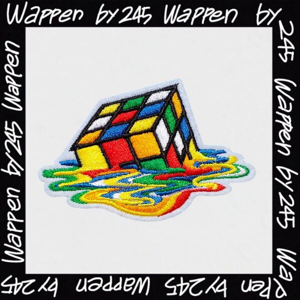B-115【 アイロンワッペン 】 刺繍ワッペン アップリケ リメイク ルービックキューブ puzzle パズル wappen