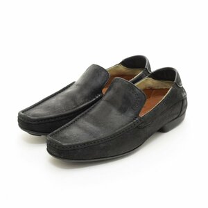 *505210 a.testoni test -ni* Van p Loafer leather shoes leather shoes size 5/ approximately 23.0cm men's black 