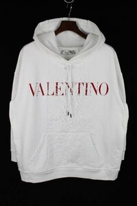 美品　63 ヴァレンティノ VALENTINO レディース ロゴ レース フーディー ホワイト WB3MF10S6FU XS　N527　正規品