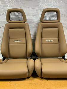 6.7.レカロ RECARO 2脚セット LX-M 茶フェイクレザー張り替え 張替え 張替 ブラウンシングルステッチ 両側ダイヤル