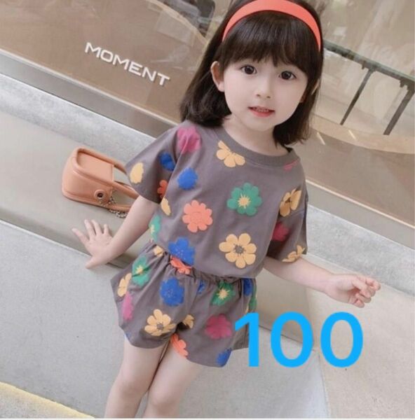 韓国子供服　子供服　90 100 セットアップ　半袖　半ズボン　夏服　花柄