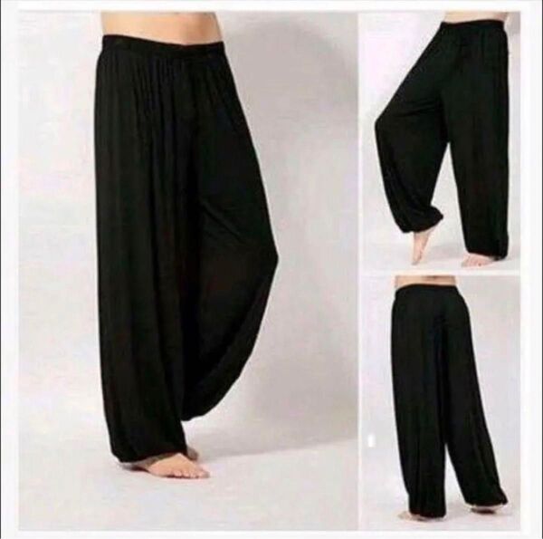 新品 未使用 ヨガパンツ タイパンツ ウェストゴム 黒 ブラック 即購入ok 部屋着 ゆるだぼ ダンス