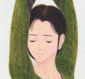  Mai . hand-drawn illustrations . made .#038 green tea * navy blue position rhythmic sports gymnastics Leotard 