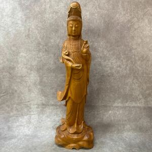 特大 木彫り 彫刻 観音菩薩像 観音像 高さ約60cm Kannon image 仏教美術 木製 置物 飾り 仏像 縁起物 神様 仏像置物 