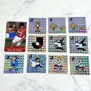 カルビー Jリーグチップス 1994 サッカーカード 福田正博・Jリーグアイス シール 10枚 キラ コレクション カード ステッカー おまけ 食玩