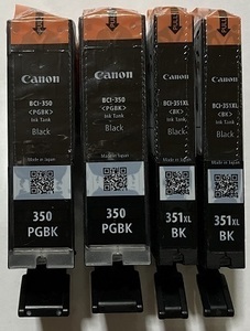 キャノン純正インク　350 PGBK/351XL BK　未使用2色4個セット