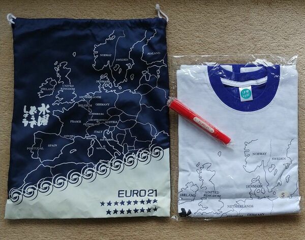 【未使用】水曜どうでしょう　ヨーロッパ21ヶ国 Tシャツ(Sサイズ)＋マッキーペン　EURO21グッズ