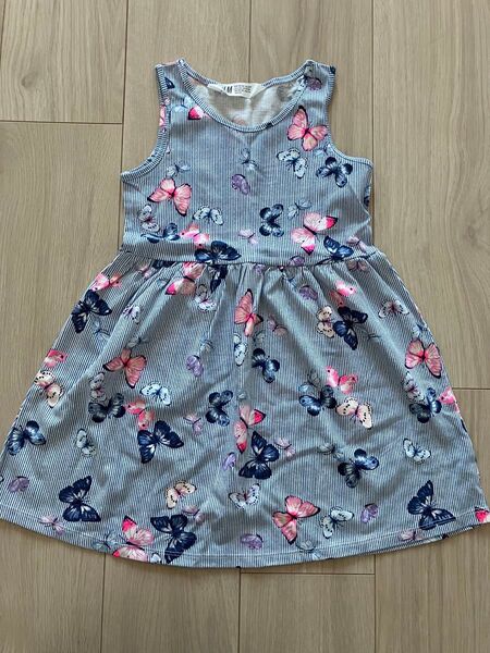 【新品】H&M ワンピース 蝶々柄 110