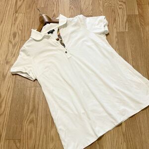 バーバリー　レディース　ポロシャツ　サイズ5 白 半袖 山陽商会　L XLホワイト 