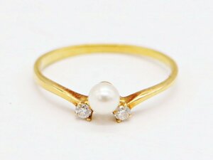  Mikimoto K18 жемчуг кольцо 8 номер 1.1g жемчуг кольцо жемчуг примерно 3.5mm MIKIMOTO z24-1485 б/у товар z_j