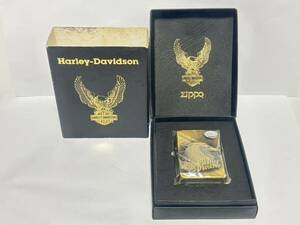 (161) ZIPPO ジッポ ジッポー ライター HARLEY-DAVIDSON ハーレーダビッドソン ビッグメタル-8 ケース付き ゴールド系 喫煙グッズ 未使用品