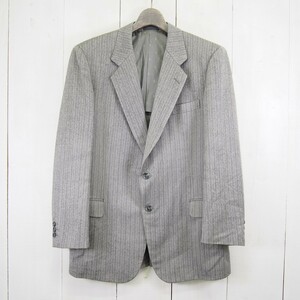 80s アクアスキュータム Aquascutum ヘリンボーン柄ウールテーラードジャケット*テーラーホシノ製/グレー