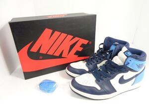 77MY☆NIKE Air Jordan1 Obsidian 555088-140 ナイキ エアジョーダン スニーカー ブルー ホワイト 28cm 中古