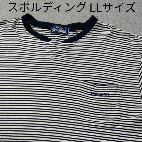 スポルディング　LLサイズ　Tシャツ 半袖 ボーダー 半袖ポロシャツ