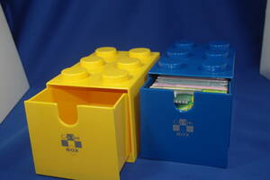 Cu-be BOX ブロックボックス MD収納ケース（１個に約17枚収納）黄・青２個セット 小物収納 トイボックス