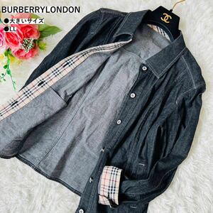  превосходный товар LL Burberry London [ Denim жакет перо ткань noba проверка большой размер 42]BURBERRY LONDON индиго G Jean рубашка 