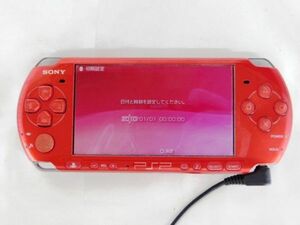 T200*PSP SONY PSP-3000 body portable game machine red group Sony operation verification ending * postage 590 jpy ~