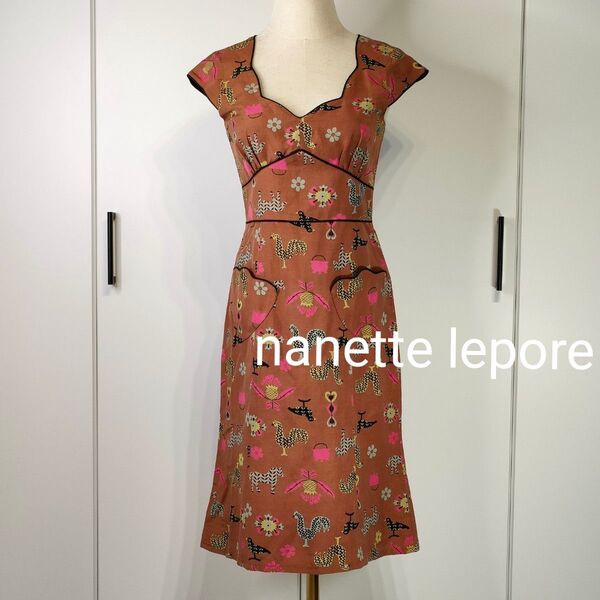 【nanette lepore】ワンピース 大人可愛い 上品 動物 花柄