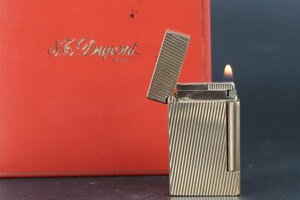 [ beautiful goods ]S.T.Dupont Dupont D line Gold high class gas lighter put on fire has confirmed smoking . smoke .[QS47]