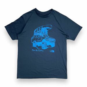 THE NORTH FACE ザノースフェイス 半袖プリントTシャツ カットソー ネイビー×ブルー ワンポイントロゴ L アウトドア